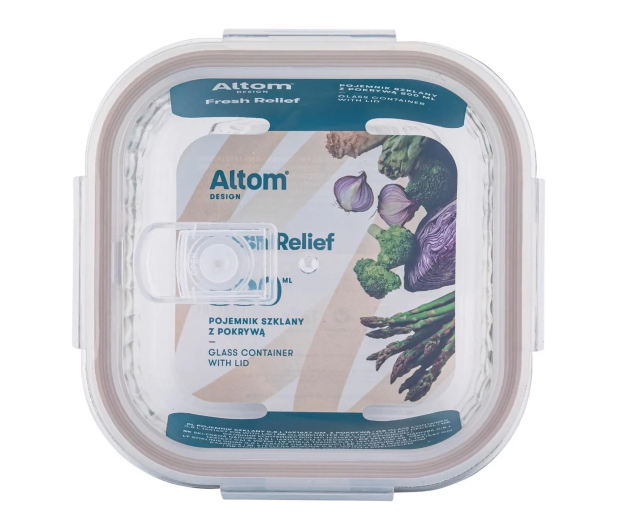 Altom Fresh Relief pojemnik z pok. kwadratowy 0,8l 16x16x7cm taupe - 1580556 - zdjęcie 4